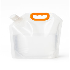 ViO PE-T 2.5l, Collapsible canister-bag 2.5 L with handle for cereals and liquids, soft, transparent, with screw cap and handle