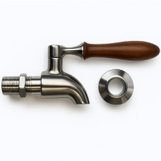 ViO SF-1, Ceramic Dispenser Tap, Metal with Wooden Handle, Silver