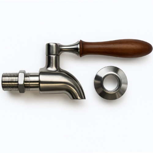 ViO SF-1, Ceramic Dispenser Tap, Metal with Wooden Handle, Silver