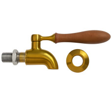 ViO SF-1, Metal Faucet for Ceramic Dispenser with Wooden Handle, Gold